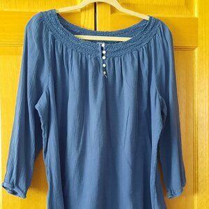 Top, Chaps Cotton Peasant Blouse, XL
